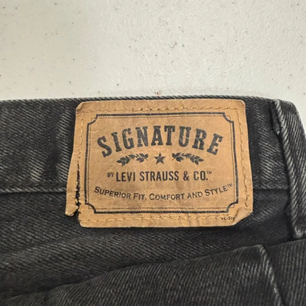 Signature by Levi Strauss & Co Mens Regular Fit Straight Leg Black Jeans 32x32
